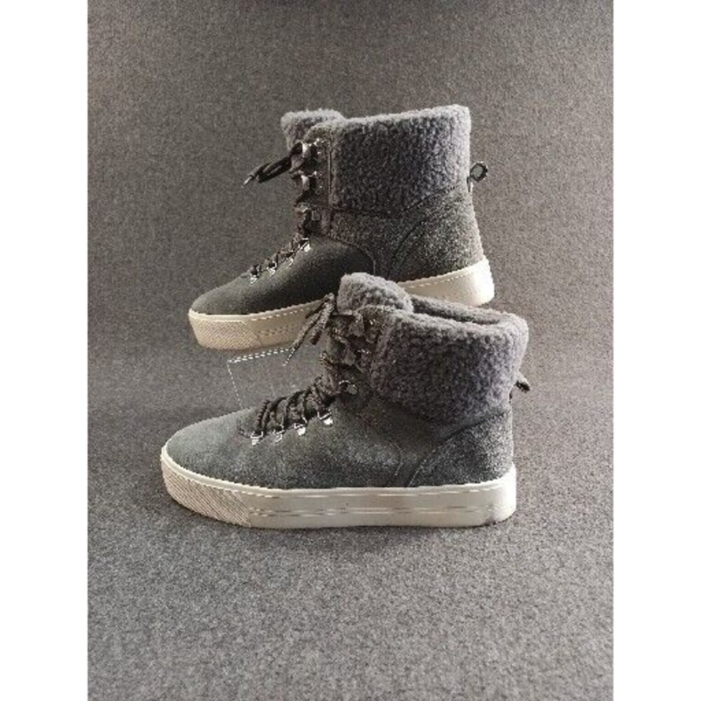 Marc Fisher Platform Sneaker Boots Women 10M Shearling Ankle Leather Lace Up